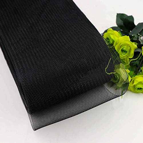 Teemico 50 Yards Stiff Polyester Horsehair Braid for Polyester Boning Sewing Wedding Dress Dance Formal Dress Accessories (Black, 3 inch)