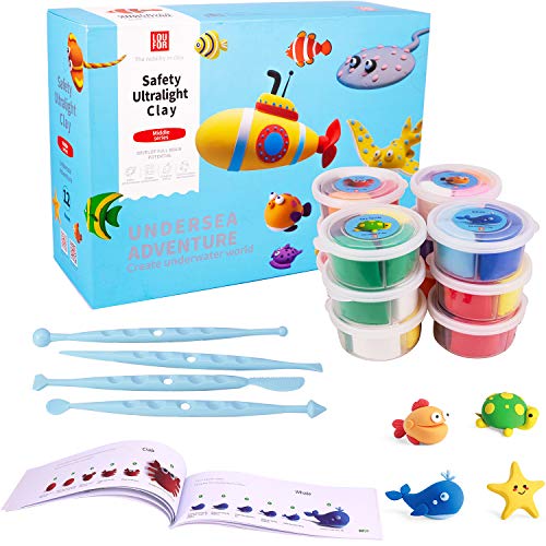 Nontoxic Safety Air Dry Modeling Clay Kit for Kids, DIY No Bake Clay for Slime Gift for Boys Girls，Soft Art Craft plasticine Kits with Tool Booklet Up to 48+ Different Themes Age 3 Up