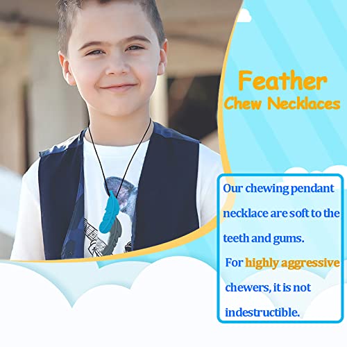 Chew Necklaces for Sensory Adult and Kids, Silicone Feather Chewy Necklace for Autism, ADHD, Chewing, Oral Motor Therapy Tools for Mild Chewers