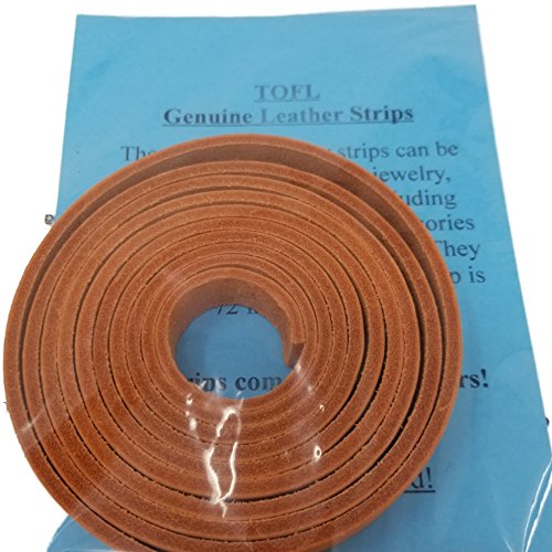 TOFL Genuine Top-Grain Leather Strap | 72 Inches Long | 1/2 Inch Wide | 1/8 Inch Thick (7-8 oz) | 1 Leather Strip for DIY Arts & Craft Projects, Clothing, Jewelry, Wrapping | Orange
