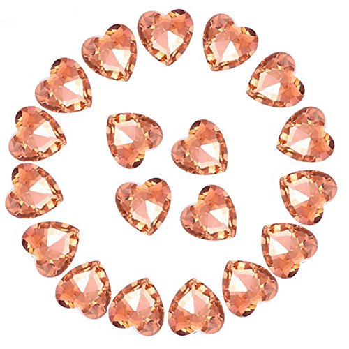 Crystal Rhinestones 50pcs AB Crystals Pointback Heart Glass Rhinestone for DIY Crafts Jewelry Making,12mm,Water Red