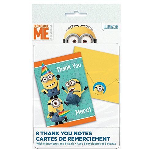 Despicable Me Thank You Note Cards - 5.5" x 4", 8 Pcs
