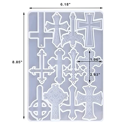 Cross Silicone Resin Molds 12 Shape Cross Mold Epoxy Resin Keychain Molds for DIY Craft Necklace Jewelry Pendant Earring Making Home Bag Decor Gifts