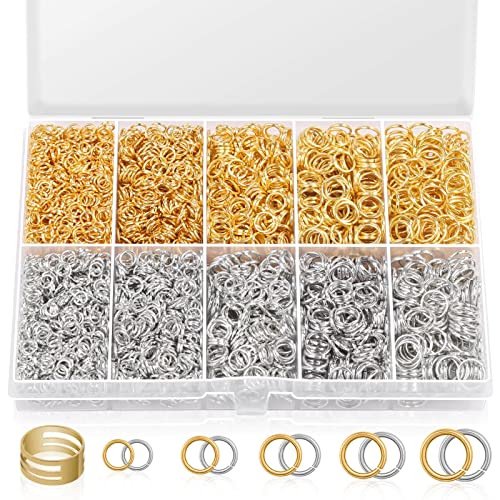 Jump Rings for Jewelry Making, 4600Pcs Silver and Gold Jump Rings with Jump Rings Open/Close Tools for Jewelry Making and Necklace Repair (Assorted Sizes)
