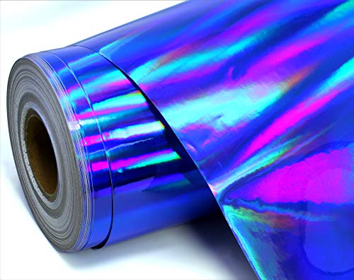 VViViD Blue Holographic Chrome DECO65 Permanent Adhesive Craft Vinyl 15 Feet x 12 Inches Roll
