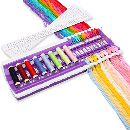 Floss Organizer Embroidery 30 & 50 Position, Boyistar Embroidery Thread Organizers Shelf for Cross Stitch Tool, Sewing Thread Holder with 15 Cards Embroidery Organizer for Floss, Needle