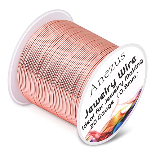 20 Gauge Jewelry Wire, Anezus Rose Gold Craft Wire Tarnish Resistant Copper Beading Wire for Jewelry Making Supplies and Crafting (Rose Gold)