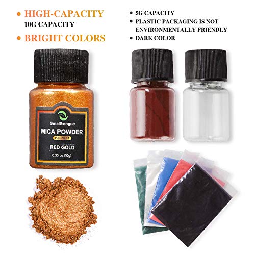 Smalltongue Mica Powder for Epoxy Resin, 36 Colors, 0.35 oz(10g) Bottles Mica Glitter Powder, Mica Pigment Powder for Lip Gloss, Soap Making, Bath Bomb, Art Crafts, Resin Dye, Nails