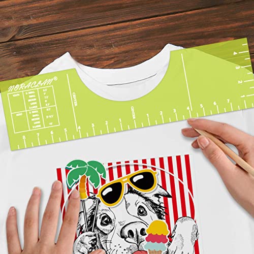 T-Shirt Rulers Guide,Alignment Ruler Shirt Measurement Tool for Applying Vinyl and Sublimation Designs On Shirts with Size Chart Built-in - HTV Alignment Tool