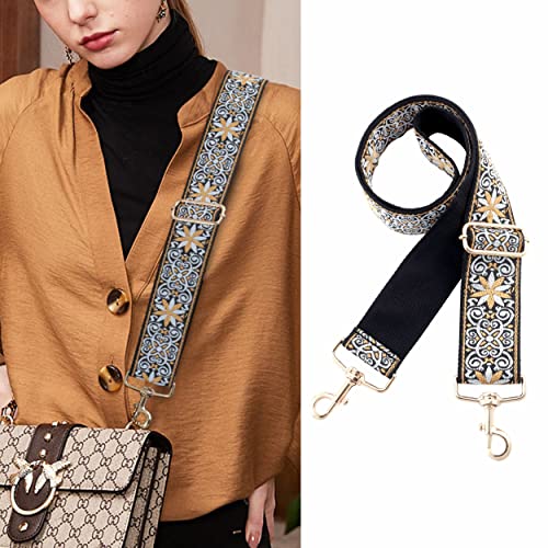 Purse Strap,2" Wide Shoulder Strap Adjustable Replacement,Multi-Pattern Crossbody Canvas Bag Handbag Belts for Unisex Handbag,Crossbody Bags,Shoulder Bags(Yellow Flower)