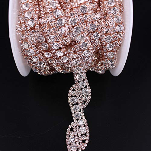 Rhinestone Chain Trim with Crystals for Wedding Dress Belt Bridal Headpiece or Jewelry Making Shoes Bags (Silver)