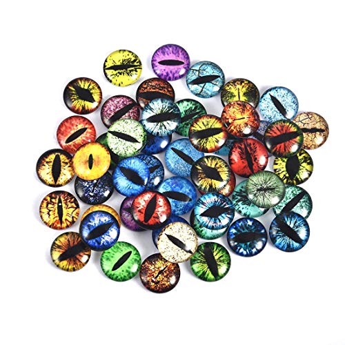 DROLE 100Pcs 12mm Assorted Eye Covered Cabochons Flatback Cabs Animal Doll Evil Eye Cabochon for DIY Crafts Jewelry Making