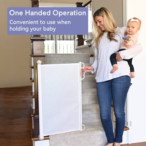 Momcozy Retractable Baby Gate, 33" Tall, Extends up to 55" Wide, Child Safety Baby Gates for Stairs, Doorways, Hallways, Indoor, Outdoor