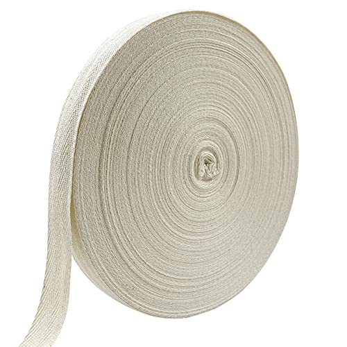Ancoo 55 Yards 3/4inch Natural Cotton Twill Tape Ribbon Herringbone Ribbon 2cm Webbing Tape Roll for Apron Sewing Dressmaking Crafts