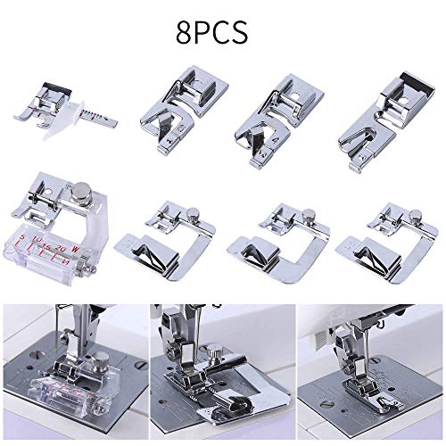 YICBOR 8 pcs Presser Feet Set Sewing Machine Foot Kit Compatible with Singer, Brother, Janome etc(Low Shank)