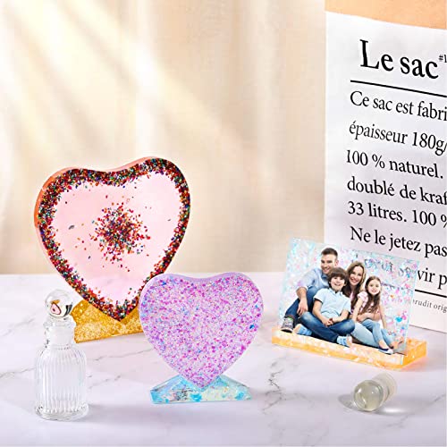 3 Pieces Resin Photo Frame Molds Heart Rectangle Shape Silicone Picture Mold for Casting, DIY Personalized Epoxy Photo Frame Mold for Crafts Table Home Decor