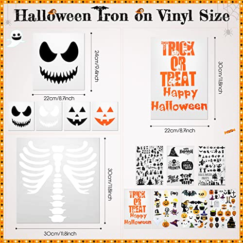 12 Sheets Christmas Iron on Transfer HTV Vinyl Heat Transfer Stickers Patches Appliques Decoration for Halloween Christmas DIY Costume Party(Horrible Style)