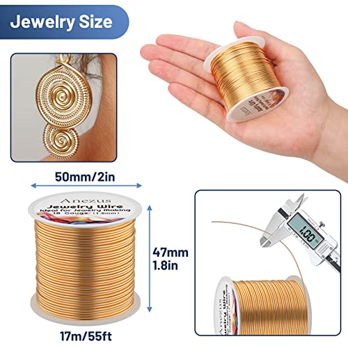 Anezus 18 Gauge Jewelry Wire for Jewelry Making, Anezus Craft Wire Tarnish Resistant Copper Beading Wire for Jewelry Making Supplies and Crafting (18 Gauge, KC Gold)