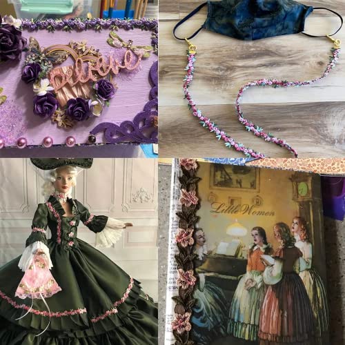 SEWDIYTR Flower Trim Ribbon Color Floar DIY Lace Applique Sewing Craft Lace Edge Trim for Wedding Dresses Embellishment DIY Party Decor Clothes 5 Yards
