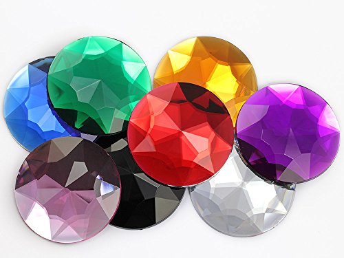 KraftGenius Allstarco 50mm Extra Large Flat Back Round Acrylic Rhinestones Plastic Circle Gems for Costume Making Cosplay Jewels Pro Grade Embelishments - 4 Pieces (Crystal Clear H102)