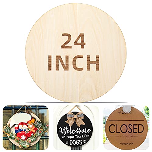 Round Wood Circles for Crafts Round Wood Cutouts Unfinished Round Wood Discs for Door Hanger Design Wood Burning (1, 24 Inch)