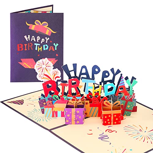 VUDECO Pop Up Birthday Card Happy Birthday Card for Women 3D Cake Birthday Pop Up Card for Mom Daughter Mothers Pop Up Card Birthday Cards Men Cards Grandma Funny Belated Big 18th Jumbo Birthday Card