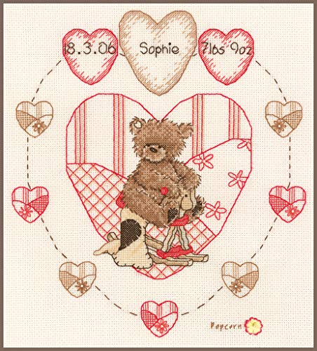 Vervaco Counted Cross Stitch Kit Popcorn Heart 9.2" x 8.2"