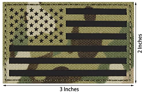 IR Infrared Reflective Tactical Patches of USA American Flag, with Hook and Loop for Backpacks Caps Hats Jackets Pants, Military Army Uniform Morale Emblems, Camo, Size 3x2 Inches