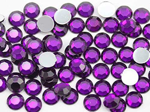 Allstarco 1000PCS 5mm SS21 Purple Amethyst .NAT02 Acrylic Flat Back Rhinestones for Jewelry Making and Face Painting Card Making Embelishments Plastic Crafts Gems