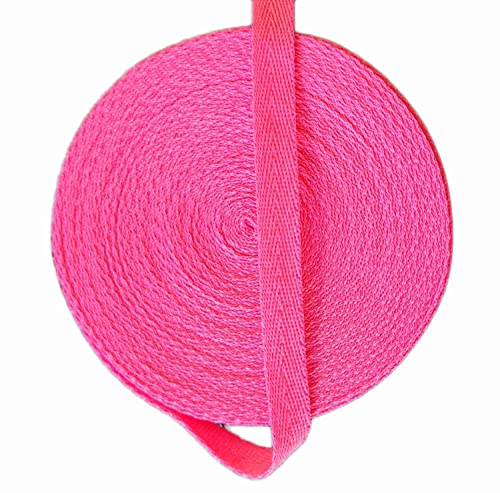 3/8 Inch X 10 Yards Cotton Twill Tape Herringbone Pattern Soft Fabric Webbing Strap Ribbon Bias Tape for Sewing Binding Valentines Gift Wrapping DIY Cloth Collar Edge Pants Drawstring Cord (Pink)