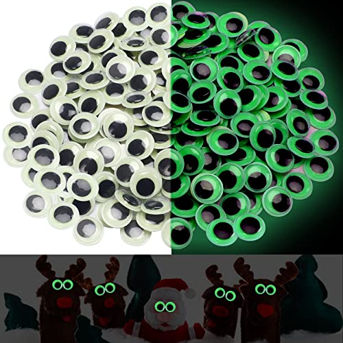 300Pcs Googly Wiggle Eyes Self Adhesive, UPINS Glow in The Dark Google Eyes for Crafts Sticker 15mm Sparkle Wiggle Eyes Suitable for Handicrafts DIY Halloween Christmas