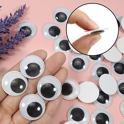 TOAOB 150pcs 1 Inch Plastic Wiggle Googly Eyes Self-Adhesive Black Round Sticker Eyes DIY Arts Crafts Scrapbooking Accessories