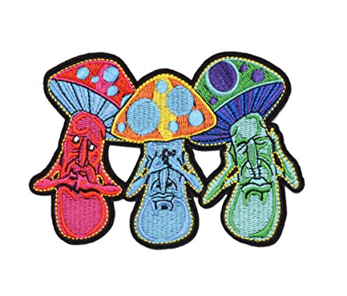 Mushroom No Evil Hippie Death Grim Reapers Wholesale Iron on Embroidered Cloth Clothes Patch for Clothing Girls Boys