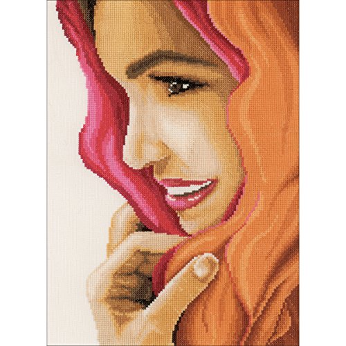 Vervaco 27 Count LanArte Woman with Scarf On Cotton Counted Cross Stitch Kit, 8.75" x 11.75"