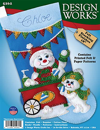 Design Works Crafts Snowcone Snowman Felt Stocking Kit, White