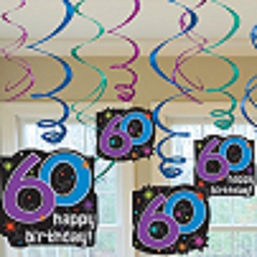 Amscan 674060 Hanging Swirl Ceiling (12ct) Party Decorations, One Size, Multicolor