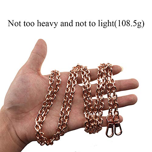 HAHIYO Mini Pochette Purse Chain Strap Thin Wide 6mm for LV Length 47.2 inches Thick 2mm Rose Gold for Shoulder Cross Body Sling Handbag Wallet Clutch Comfortable Flat Metal Strap 1 Pack