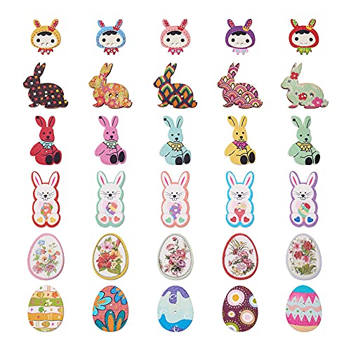 210pcs Assorted Wood Buttons Mixed Color Painting 2 Hole Rabbit Egg Girl Decorative Wooden Buttons for DIY Sewing Handmade Ornament Clothing Jewelry Crafts Making Hole:1.4-2mm