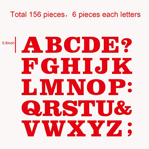 Fanbay 156 Pieces 0.8 Inch Iron On Letters Heat Transfer Letters Paper for Clothing Sport Jersyes T Shirts Team Name (Red)