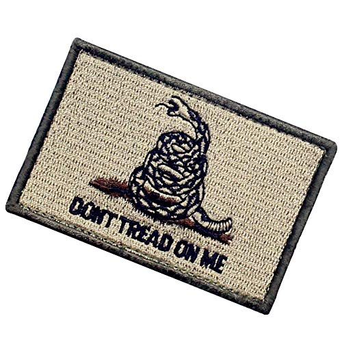 Don't Tread On Me Tactical Embroidered Morale Applique Fastener Hook&Loop Patch - Coyote Tan