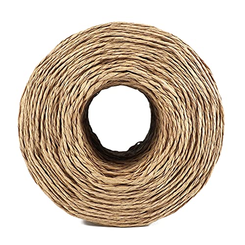 jijAcraft 656 Feet Natural Paper String,2mm Twisted Raffia Ribbon,2Ply Raffia Paper Twine Rope,Brown Raffia Yarn String for Gift Wrapping,Crafting Florist Bouquets Decoration,Crochet Summer Sun Hat