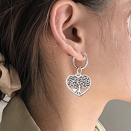 100pcs Heart Charm Alloy Tree of Life Charms Pendants Heart Charms Beads Craft Supplies for DIY Jewelry Earrings Necklace Making,Antique Bronze and Antique Silver