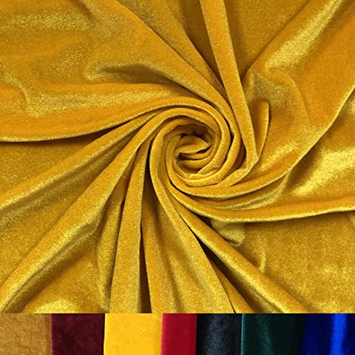 HOTGODEN Stretch Velvet Fabric: Yellow 63" Wide 5Yards 95% Polyester 5% Spandex Velvet Fabric for DIY Sewing, Apparel, Costume, Craft Projects