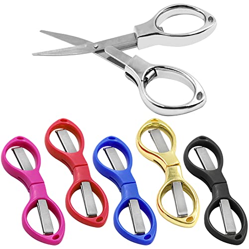 6 Pack Folding Scissor, findTop Portable Travel Trip Scissors, Stainless Steel Telescopic Cutter for Home Office