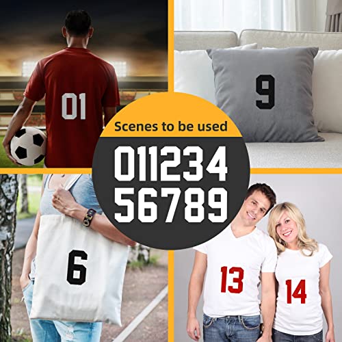 44 Pieces Iron On Numbers, Jersey Heat Transfer Numbers for Sports T Shirts Team Uniform Football Basketball Baseball（White, 8 Inch）