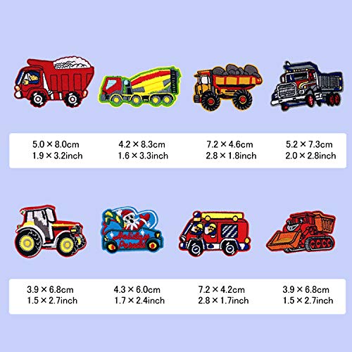 Car Iron on Patches Excavator, Racing car, Fire Truck Iron on Patches, Woohome 16 PCS Car Sew-on Applique Sew On Patches for Kids DIY Crafts Clothing Jeans Jackets Bags Iron-on Repair Kit