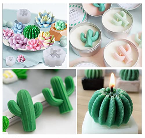 6Pcs Succulent Silicone Molds, BetterJonny Cactus Flower Resin Casting Molds for for Cake Decorating, Handmade Candle, Fondant, Epoxy Resin, Soap