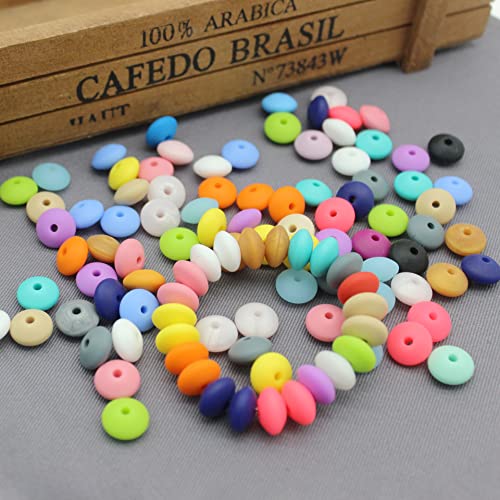 Decoendiy 100Pcs Abacus Beads 12mm, Shaped Lentil Beads-Colorful Saucer Loose Spacer Beads, for Adult Necklaces Bracelets Jewelry Making Accessory