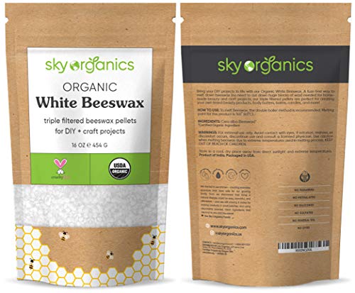 Sky Organics Organic White Beeswax Pellets, 100% Pure USDA Certified Organic for DIY & Craft Projects, 16 Oz