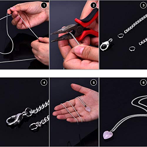 Outus 33 Feet Silver Necklace Chains Stainless Steel Jewelry Chain with 20 Lobster Clasps and 30 Jump Rings for Jewelry Making (2 mm Wide)